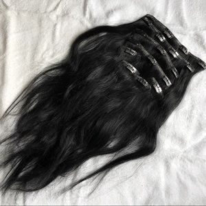 20 Inch Jet Black Remy Human Hair Clip Extentions